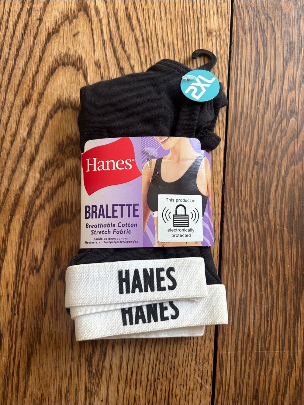NWT Hanes Black Bralette with White Branded Elastic